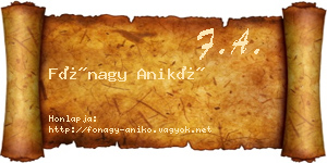 Fónagy Anikó névjegykártya