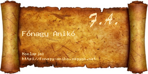 Fónagy Anikó névjegykártya